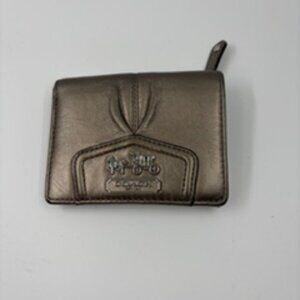 Coach Madison Metallic Brown Leather Wallet with Stagecoach Design